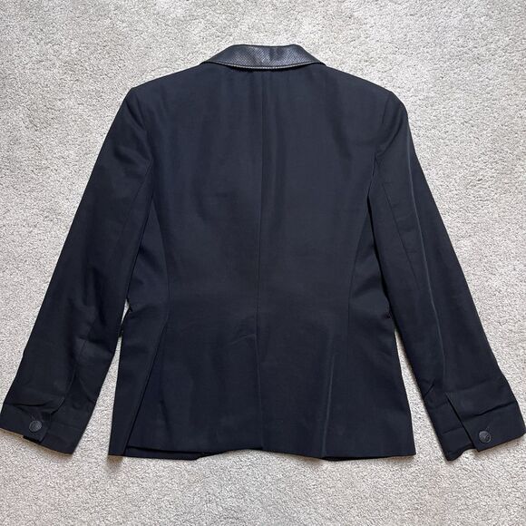 Rag & Bone Leather Collar Blazer Jacket Womens 4 Black Two-Button Preppy Career - Picture 7 of 12